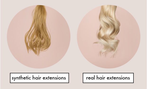 Image Showing Synthetic and Real Hair extensions.